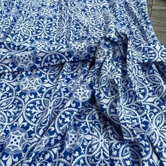 Pendleton Blue White Medallion Tile Print Wrap Dress Med - Picture 3 of 4